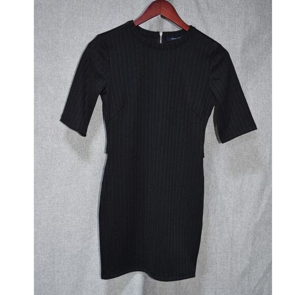 French Connection Ribbed Knit Bodycon Mini Dress Black Size 4 - Picture 1 of 3